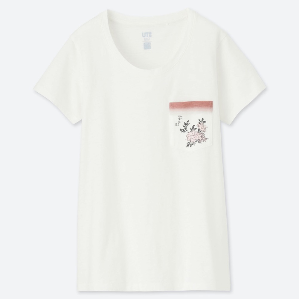 Uniqlo Hokusai Blue Cherry Blossom Pocket Tee XS